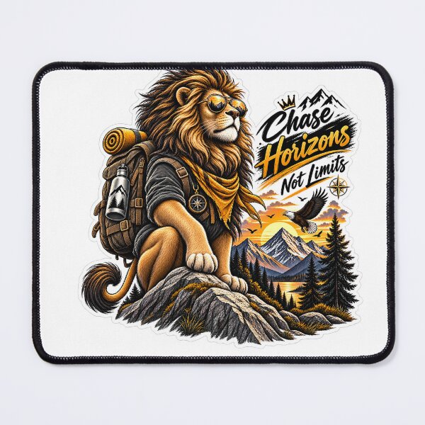 Item preview, Lion Adventure Sticker – Chase Horizons Not Limits | Mountain Explorer designed and sold by CoreThread..