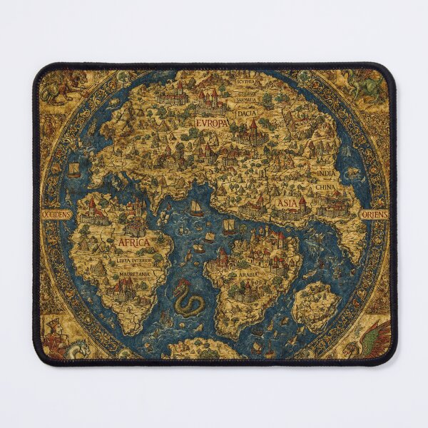 Item preview, Beautiful Medieval mappe of the worlde vintage map of the world classical cartography rare design designed and sold by Vintage Designs +.