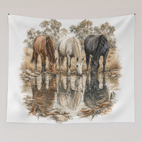 Item preview, Brumby Horse Girl Country Girl Farm Girl Gift Australia Wild Horses Waterhole designed and sold by Yellowriversss.