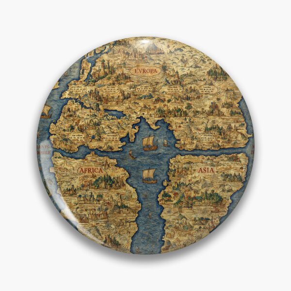 Item preview, Beautiful Medieval mappe of the worlde vintage map of the world classical cartography rare design designed and sold by Vintage Designs +.