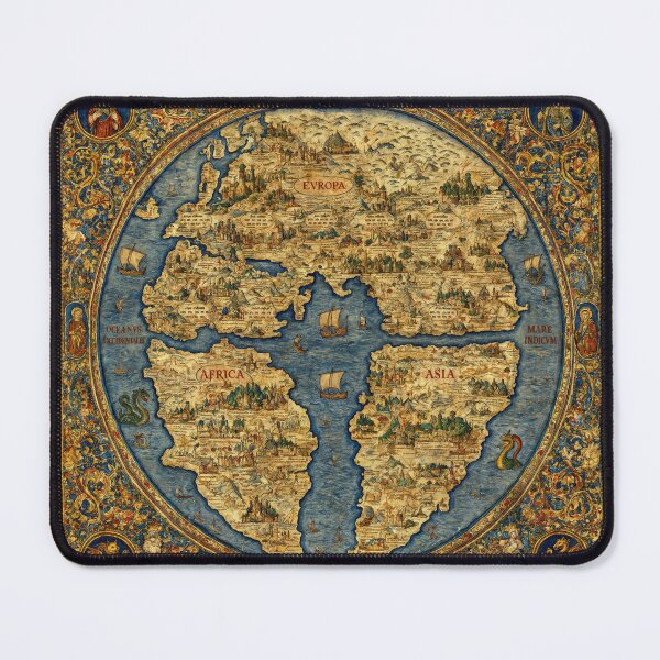 Item preview, Beautiful Medieval mappe of the worlde vintage map of the world classical cartography rare design designed and sold by Vintage Designs +.