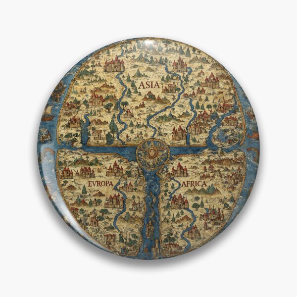 Item preview,  Beautiful Medieval mappe of the worlde vintage map of the world classical cartography rare design designed and sold by Vintage Designs +.