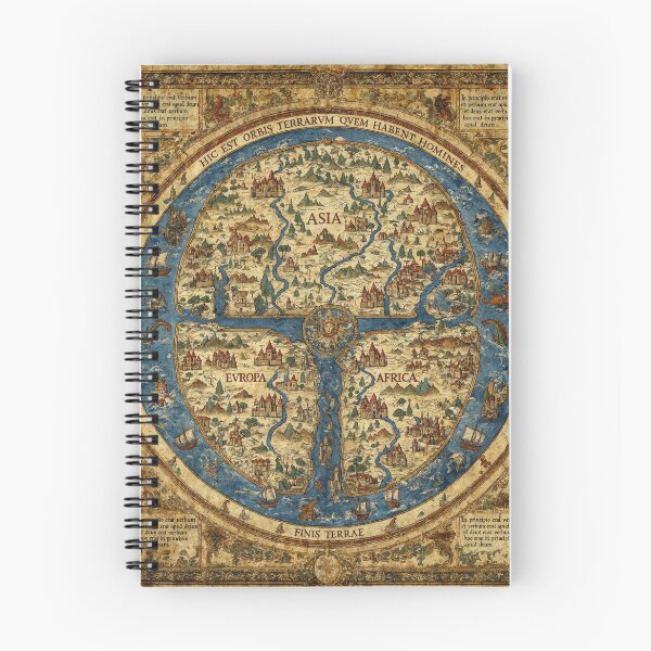 Item preview,  Beautiful Medieval mappe of the worlde vintage map of the world classical cartography rare design designed and sold by Vintage Designs +.