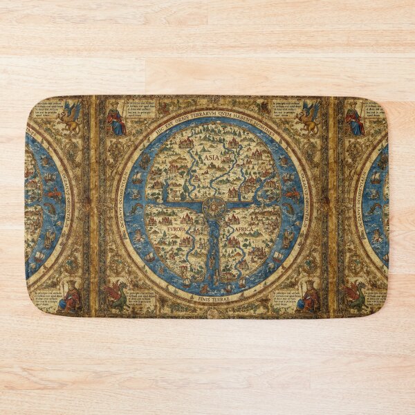 Item preview,  Beautiful Medieval mappe of the worlde vintage map of the world classical cartography rare design designed and sold by Vintage Designs +.