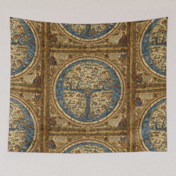 Item preview,  Beautiful Medieval mappe of the worlde vintage map of the world classical cartography rare design designed and sold by Vintage Designs +.