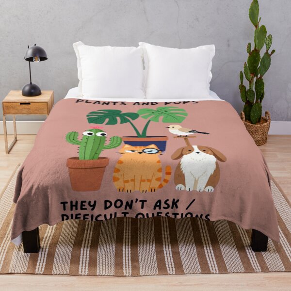 Item preview, Plants And Pups They Don't Ask Difficult Questions Cute Houseplant & Pet Lover Illustration designed and sold by BLUESKY11a.