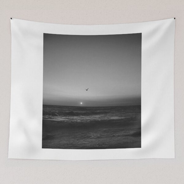 Item preview, Minimalist Black and White Seagull Sunset Seascape designed and sold by PhaidraKarole.