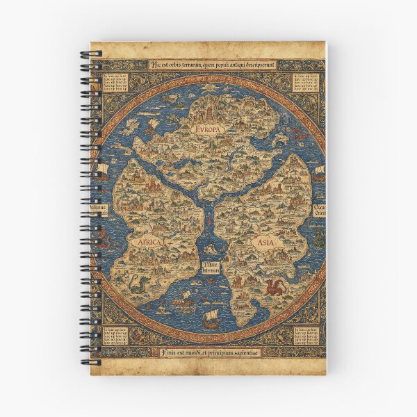 Item preview, Beautiful Medieval mappe of the worlde vintage map of the world classical cartography rare design designed and sold by Vintage Designs +.