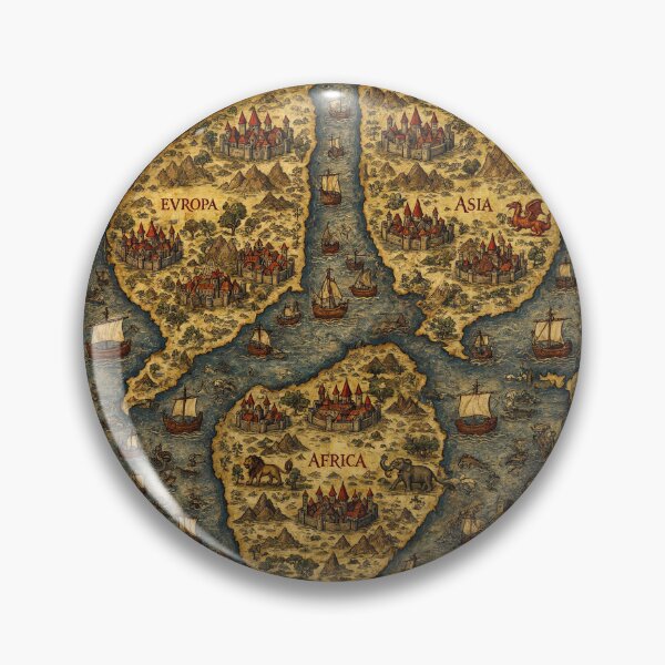 Item preview, Beautiful Medieval mappe of the worlde vintage map of the world classical cartography rare design designed and sold by Vintage Designs +.