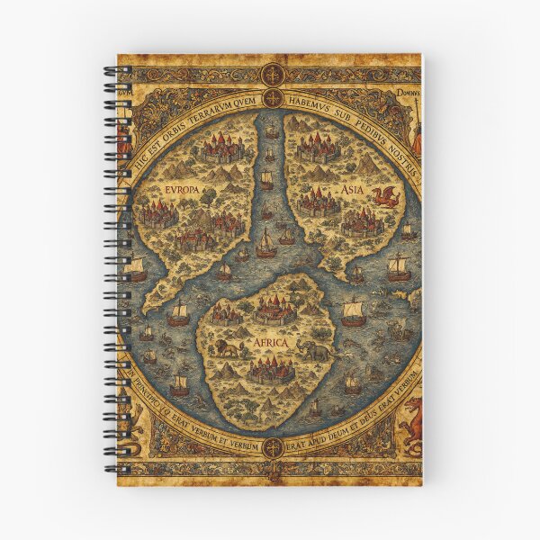 Item preview, Beautiful Medieval mappe of the worlde vintage map of the world classical cartography rare design designed and sold by Vintage Designs +.