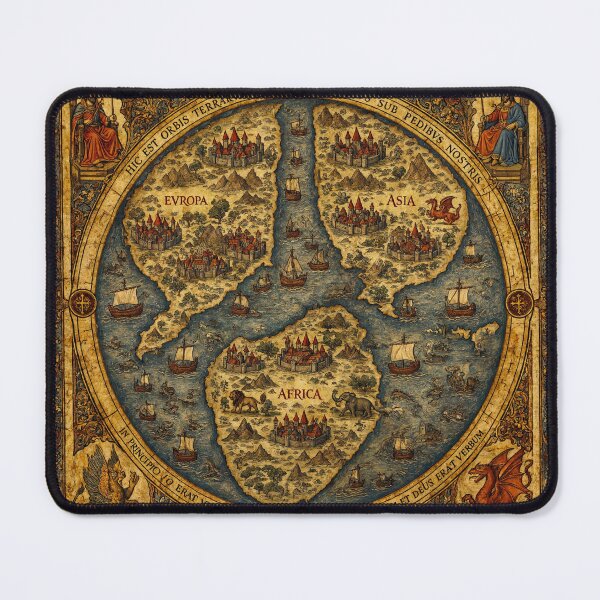 Item preview, Beautiful Medieval mappe of the worlde vintage map of the world classical cartography rare design designed and sold by Vintage Designs +.