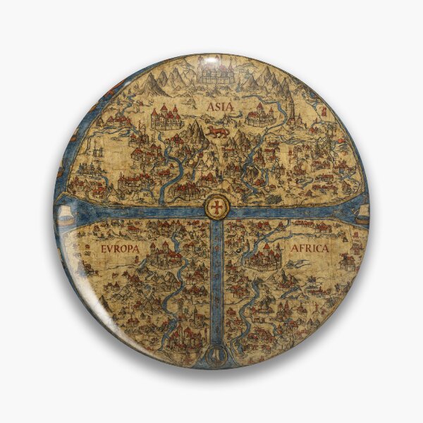 Item preview, Beautiful Medieval mappe of the worlde vintage map of the world classical cartography rare design designed and sold by Vintage Designs +.