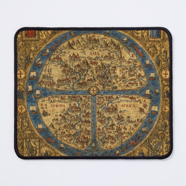 Item preview, Beautiful Medieval mappe of the worlde vintage map of the world classical cartography rare design designed and sold by Vintage Designs +.