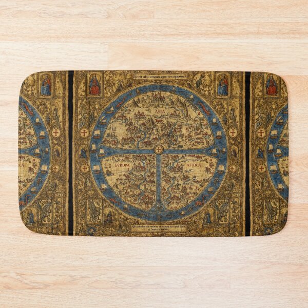 Item preview, Beautiful Medieval mappe of the worlde vintage map of the world classical cartography rare design designed and sold by Vintage Designs +.