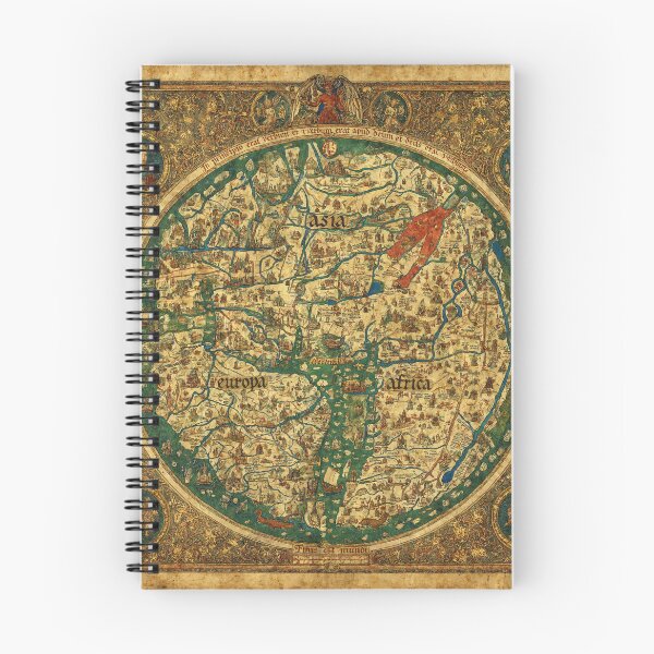 Item preview, Beautiful Medieval mappe of the worlde vintage map of the world classical cartography rare design designed and sold by Vintage Designs +.