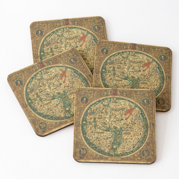 Item preview, Beautiful Medieval mappe of the worlde vintage map of the world classical cartography rare design designed and sold by Vintage Designs +.