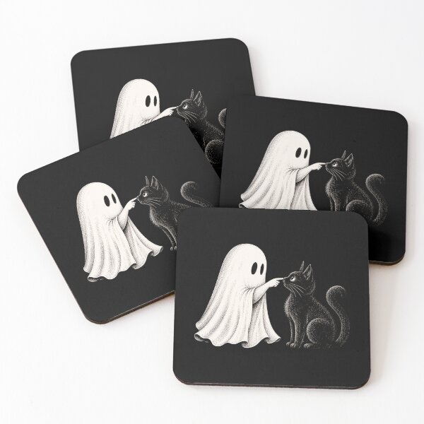 Item preview, Ghost Cat Halloween Vintage Black Cat Illustration designed and sold by ROUX-ART.