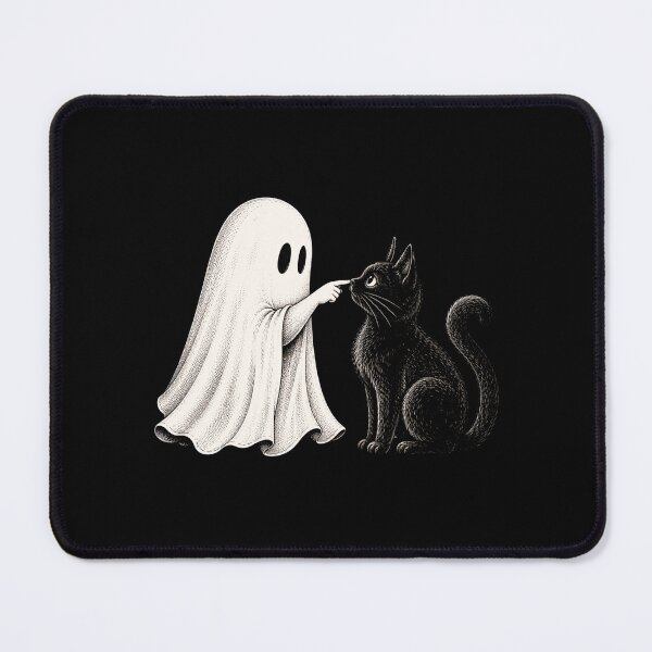 Item preview, Ghost Cat Halloween Vintage Black Cat Illustration designed and sold by ROUX-ART.