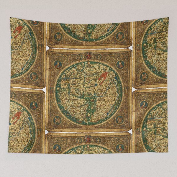 Item preview, Beautiful Medieval mappe of the worlde vintage map of the world classical cartography rare design designed and sold by Vintage Designs +.