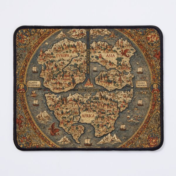Item preview, Beautiful Medieval mappe of the worlde vintage map of the world classical cartography rare design designed and sold by Vintage Designs +.