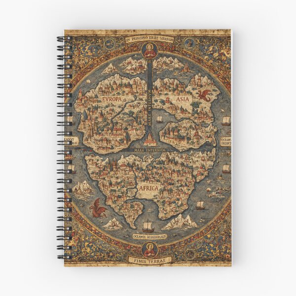 Item preview, Beautiful Medieval mappe of the worlde vintage map of the world classical cartography rare design designed and sold by Vintage Designs +.