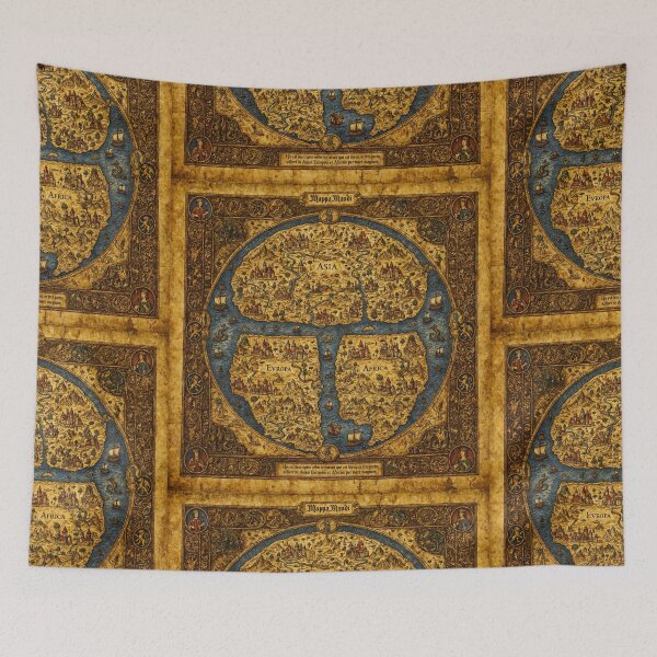 Item preview, Beautiful Medieval mappe of the worlde vintage map of the world classical cartography rare design designed and sold by Vintage Designs +.