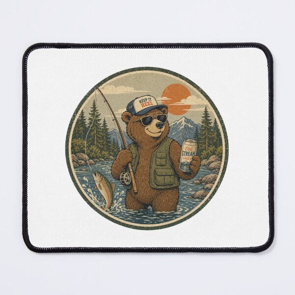 Item preview, Keep It Reel Retro Bear Fishing Beer Funny designed and sold by CoolCrazyChaos.