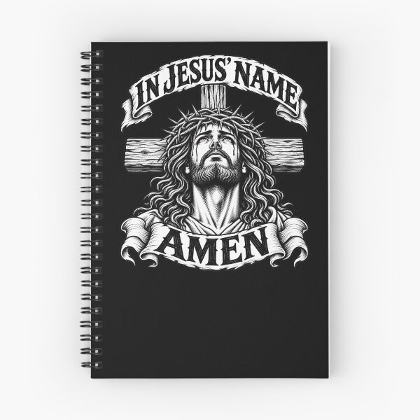 Aperçu de l'œuvre Au nom de Jésus, Amen - Design de foi chrétienne créée et vendue par TY-Cat-Tees.