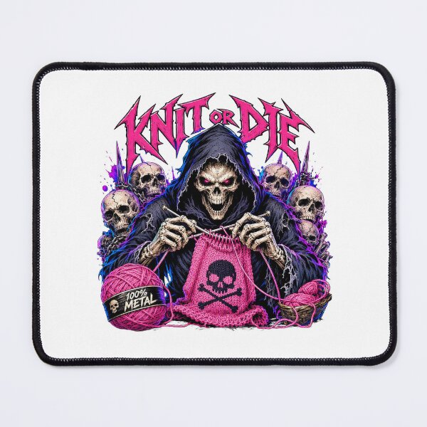 Item preview, Knit Or Die Heavy Metal Grim Reaper Knitting designed and sold by CoolCrazyChaos.