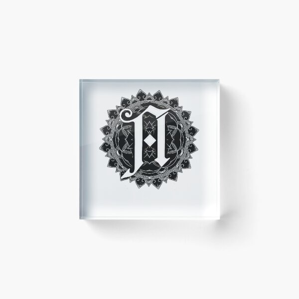 Item preview, Gothic Letter A Inside Circular Mandala Pattern Monochromatic designed and sold by FlexAndFlow.
