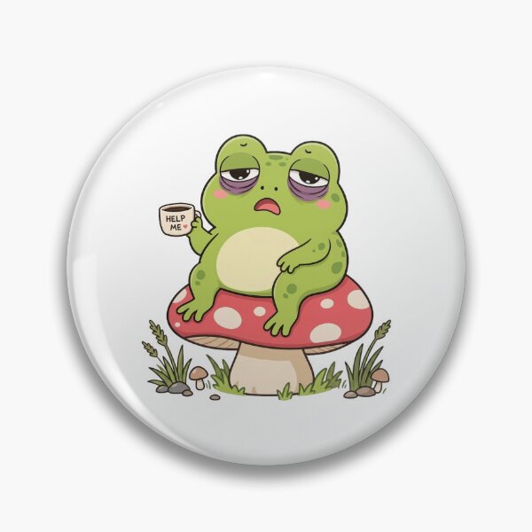 Item preview, Exhausted Frog Help Me Coffee Mushroom designed and sold by CoolCrazyChaos.