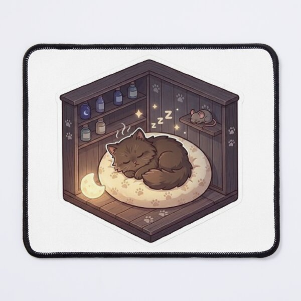Item preview, Cute Cozy Sleeping Cat in Magic Nook designed and sold by PetalsPaws.