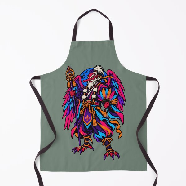 Item preview, Neon Tengu – Japanese Yokai Mountain Monk with Staff and Fan designed and sold by KungPowUnicorn.