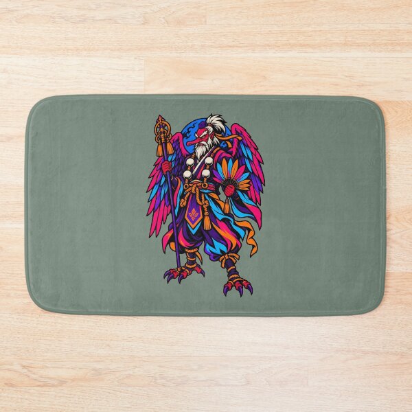 Item preview, Neon Tengu – Japanese Yokai Mountain Monk with Staff and Fan designed and sold by KungPowUnicorn.
