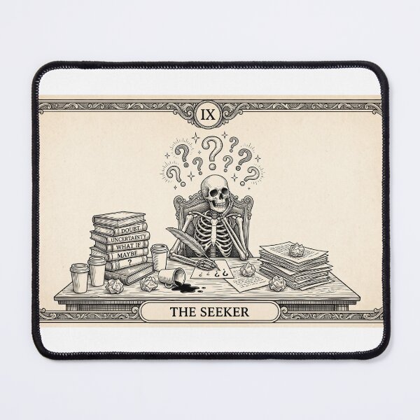 Item preview, The Seeker Funny Overthinker Skeleton Tarot Card designed and sold by CoolCrazyChaos.