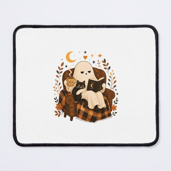 Item preview, Grumpy Ghost Cat Coffee Meh Halloween Spooky Season designed and sold by felixpalette.
