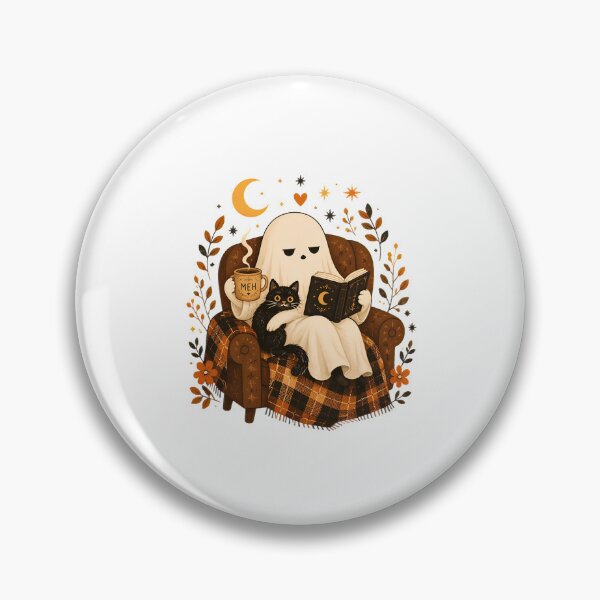 Item preview, Grumpy Ghost Cat Coffee Meh Halloween Spooky Season designed and sold by felixpalette.