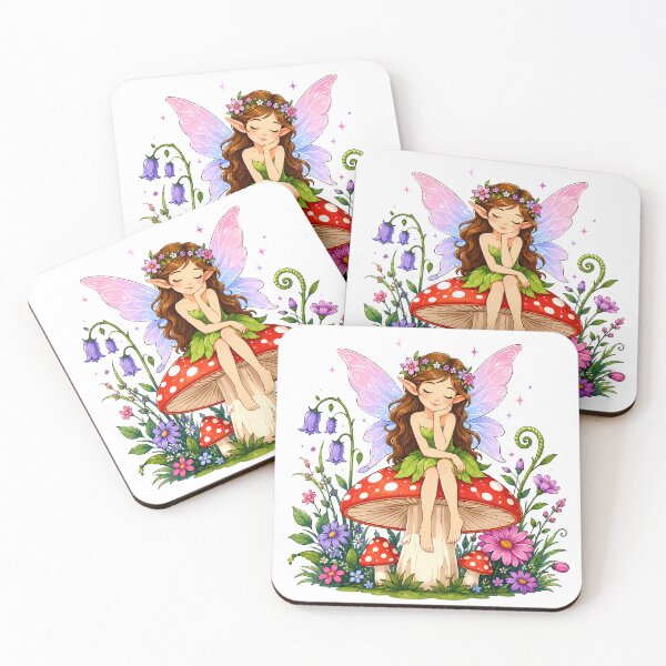 Item preview, Cottagecore Fairy on Mushroom Art  |  Enchanted Forest Illustration  |  Gift for Fantasy Lovers designed and sold by Ruchi73.