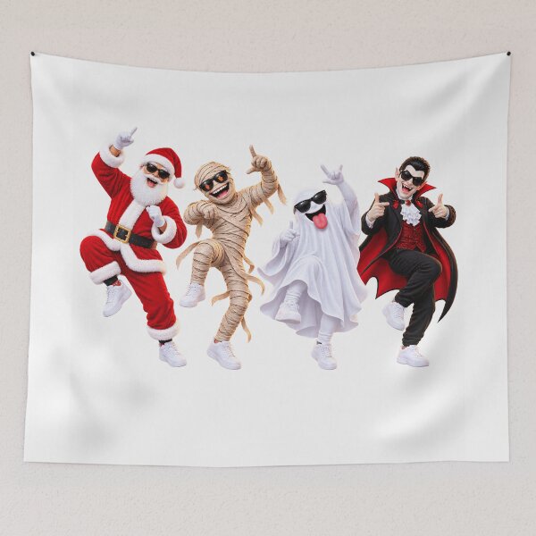 Item preview, Funny Spooky Christmas Party Santa Mummy Ghost Vampire Dancing Design designed and sold by ArtSpark Studio.