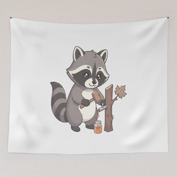 Item preview, Cute Raccoon Tapping Maple Syrup designed and sold by Ella_Sketch.