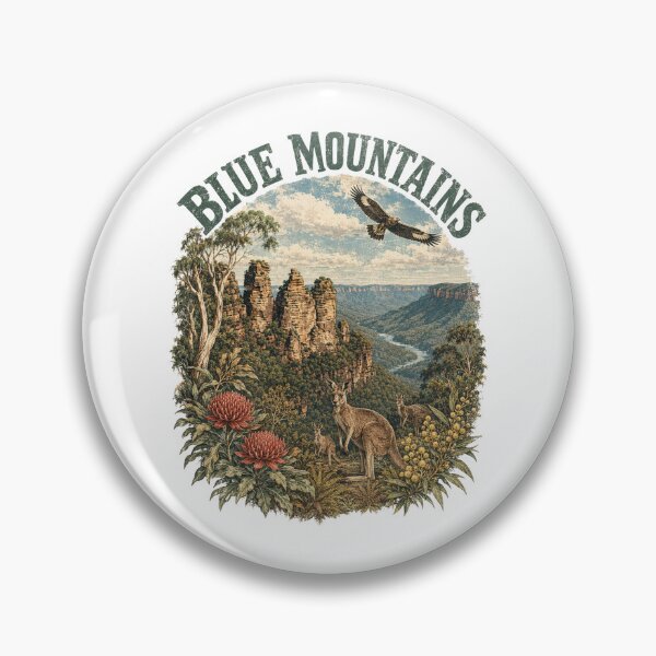 Item preview, Blue Mountains Australia Three Sisters Vintage National Park Art Kangaroo Souvenir designed and sold by Yellowriversss.