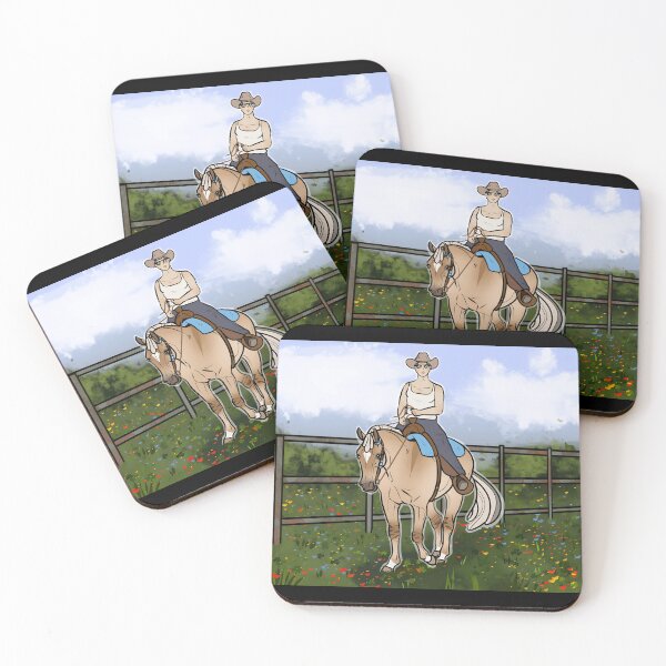 Item preview, Cowboy Riding Horse in Sunny Pasture designed and sold by J-Mindful.