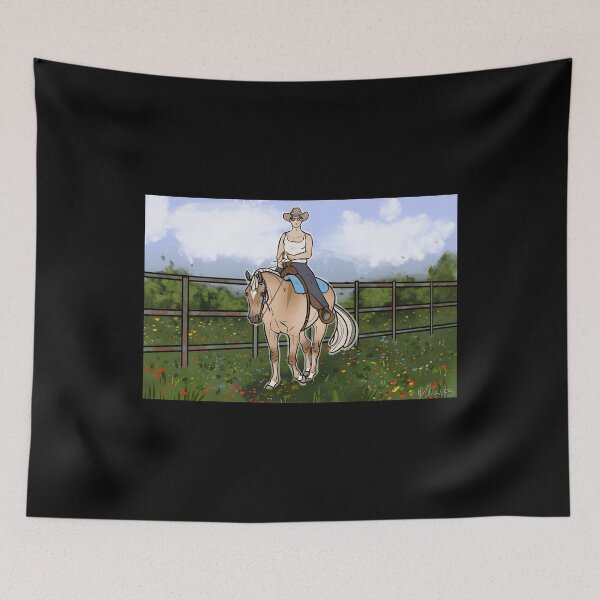 Item preview, Cowboy Riding Horse in Sunny Pasture designed and sold by J-Mindful.