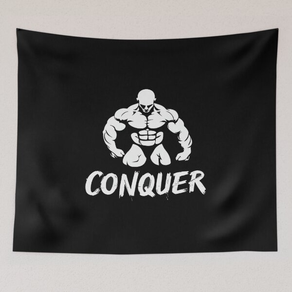 Item preview, Conquer Fitness Motivation Graphic – Bold Muscular Silhouette Strength Training Design for Lifters designed and sold by Bright Nest Studio.