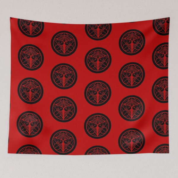Item preview, Uesugi Kenshin Tobi-Suzume Crest Samurai Mon Black Red Tile / Japanese Crest  designed and sold by 戦国まーけっと SENGOKU MARKET.