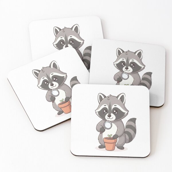 Item preview, Cute Raccoon Inspecting Plant Sprout designed and sold by Ella_Sketch.
