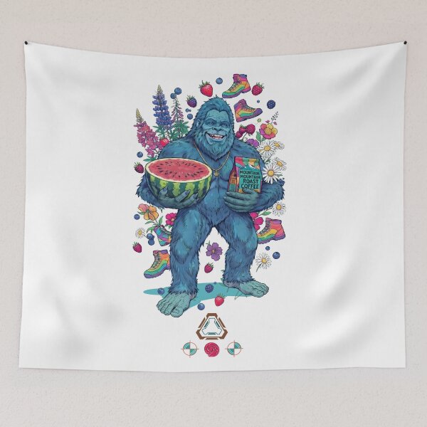 Item preview, Groovy Blue Bigfoot - Chillin' with Watermelon and Coffee designed and sold by Whimsy Trail Co.