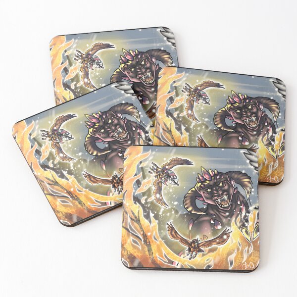 Item preview, Fantasy Creature in Flames with Flying Animals designed and sold by J-Mindful.