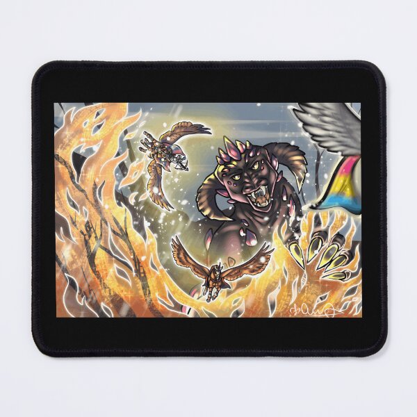 Item preview, Fantasy Creature in Flames with Flying Animals designed and sold by J-Mindful.