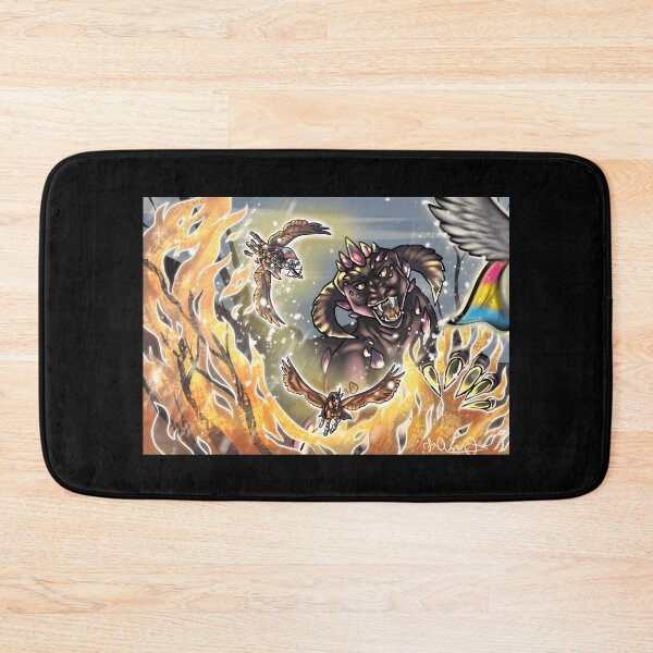 Item preview, Fantasy Creature in Flames with Flying Animals designed and sold by J-Mindful.